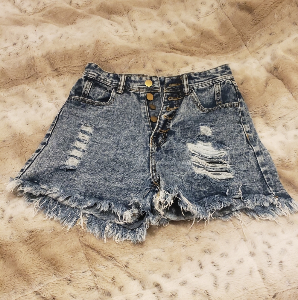 Distressed Denim Shorts